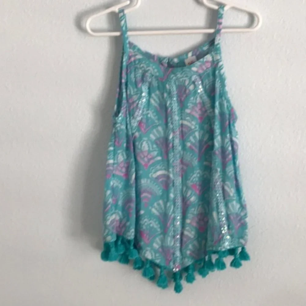 Justice teal sequined tank top 8